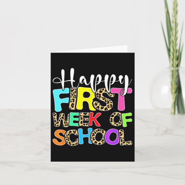 Happy First Week Of School Leopard Cute Back To Sc Card (Front)