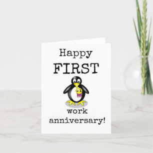 Happy First Work Anniversary Card, Cute Thank You Card