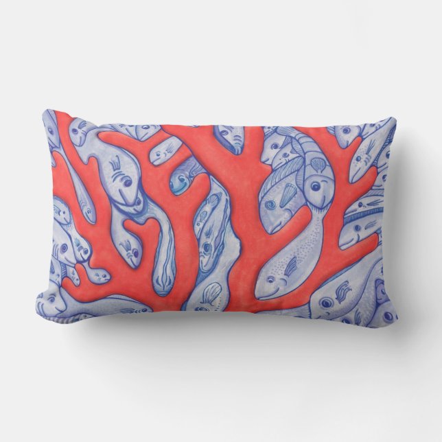 Happy Fish and Coral Lumbar Pillow (Front)