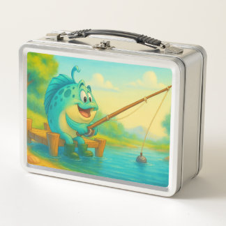 Happy Fish Day Out Fishing Metal Lunch Box