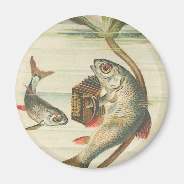 "Happy Fish" Round Magnet (Front)