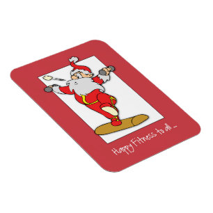 Happy Fitness Exercise Christmas with Santa Magnet