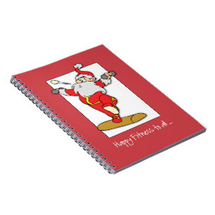Happy Fitness Exercise Christmas with Santa Spiral Notebook