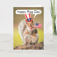 Happy Flag Day Cute Patriotic Squirrel with Flag
