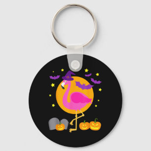 Happy Flamingoween Funny Flamingo Halloween Key Ring