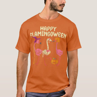Happy Flamingoween Witch Pumpkin Mummy Flamingo Ha T-Shirt