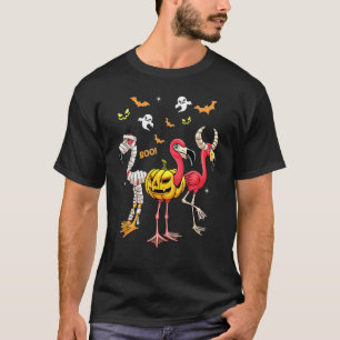 Happy Flamingoween Witch Pumpkin Mummy Flamingo Ha T-Shirt
