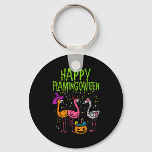 Happy Flamingoween Y Flamingos Funny Halloween Cos Key Ring