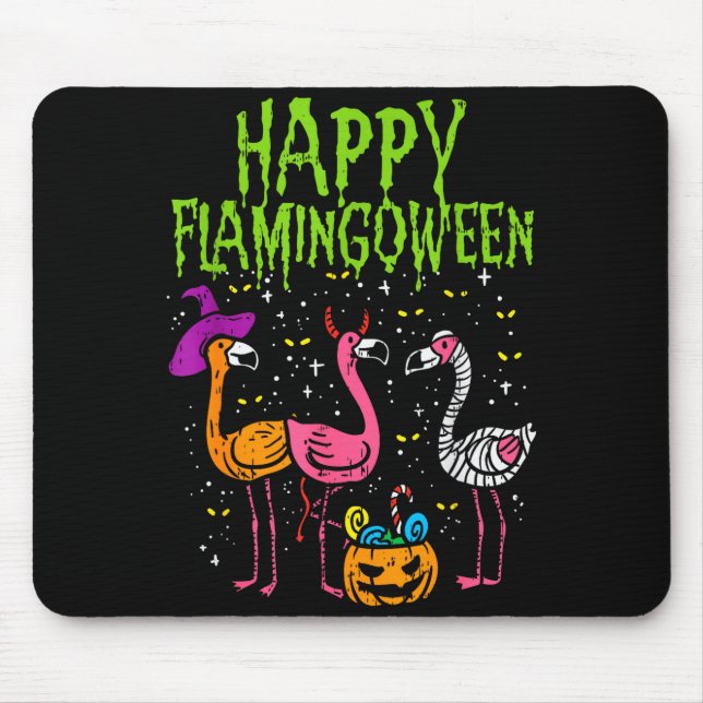 Happy Flamingoween Y Flamingos Funny Halloween Cos Mouse Pad (Front)