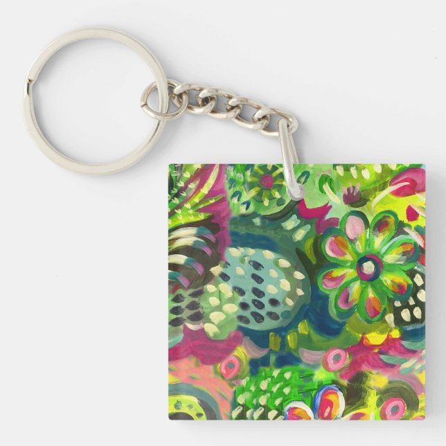 Happy floral  key ring (Front)