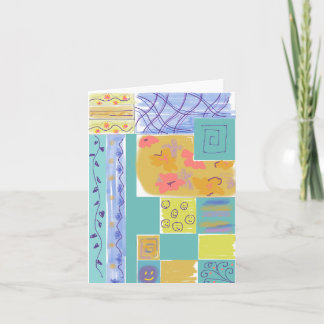 Happy Floral Stripey Blocks Notecard
