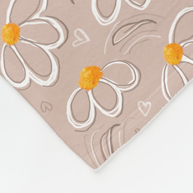 Happy Flower Doodles Fleece Blanket (Corner)