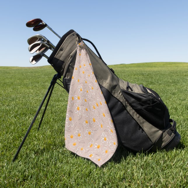 Happy Flower Doodles  Golf Towel (Green)