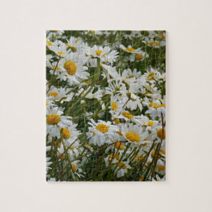 Happy Flower Meadow - Happy face smiling daisy Jigsaw Puzzle
