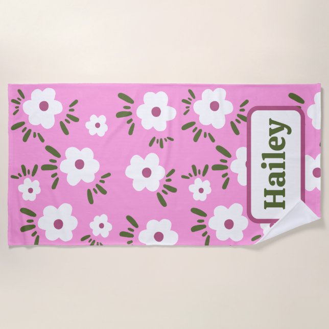Happy Flowers Beach Towel (Front)