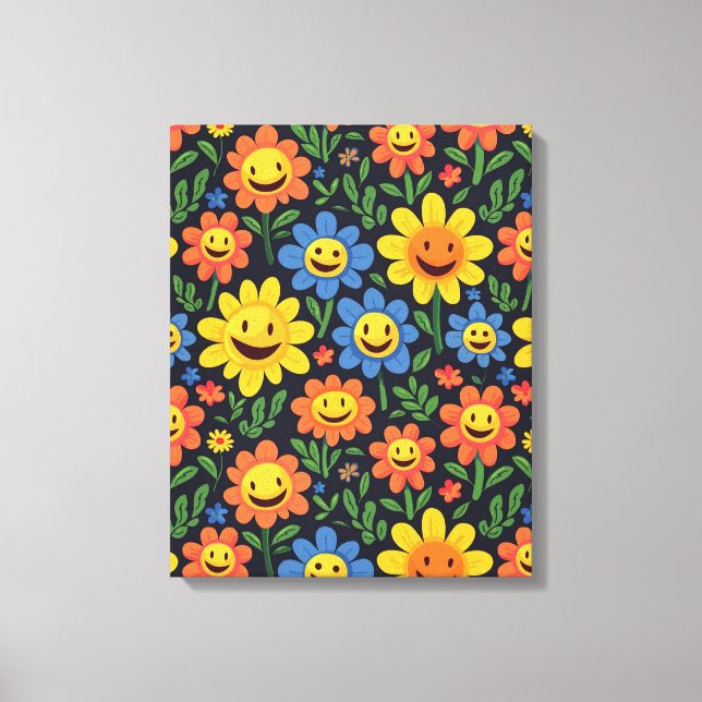 Happy Flowers Canvas Print (Front)