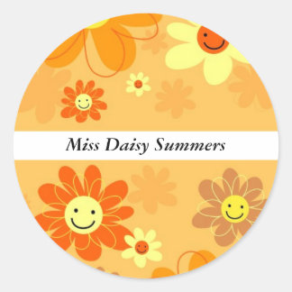 Happy Flowers Classic Round Sticker