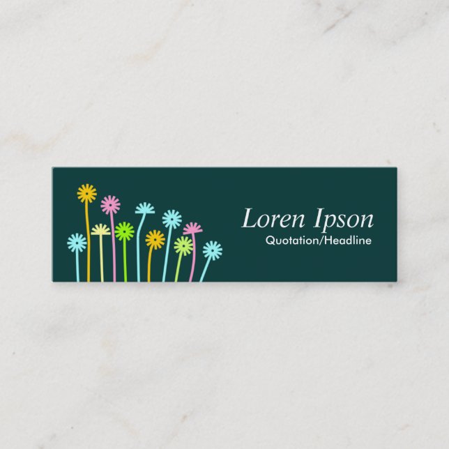 Happy Flowers (Dark Green) Mini Business Card (Front)