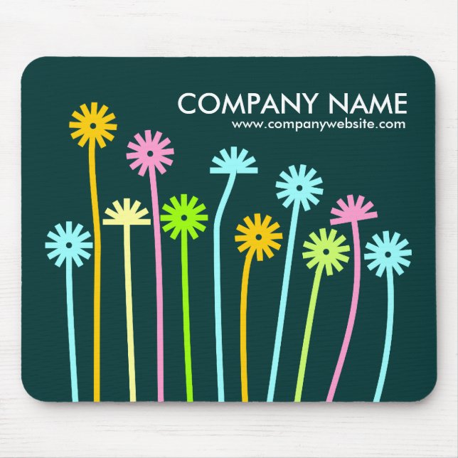 Happy Flowers (Dark Green) Promotional Mouse Pad (Front)
