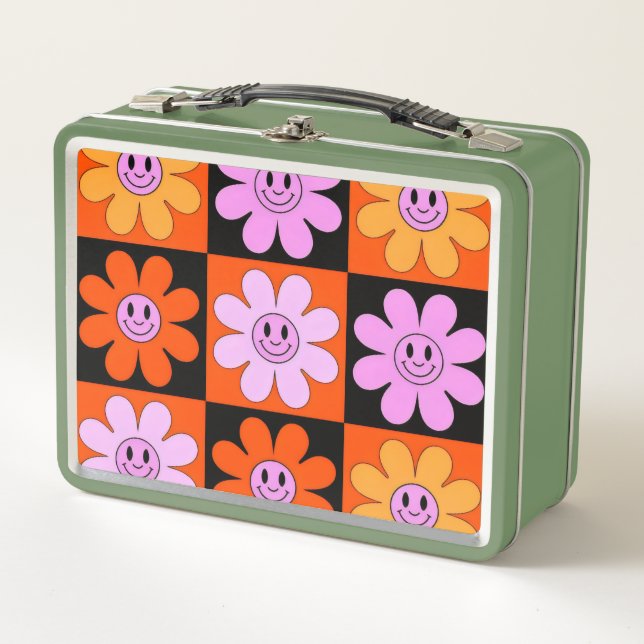 Happy flowers. metal lunch box (Front)