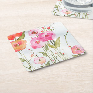 Happy Flowers Paper Coasters