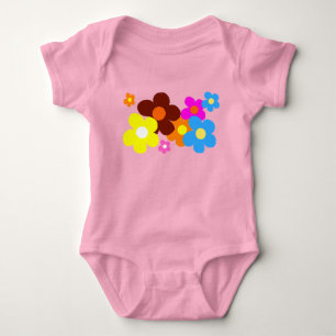 Happy Flowers Pastel Pink Baby Bodysuit