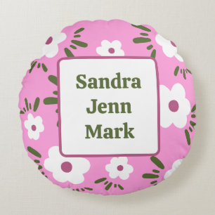 Happy Flowers Round Cushion