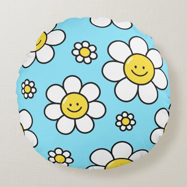 Happy Flowers Round Cushion (Front)