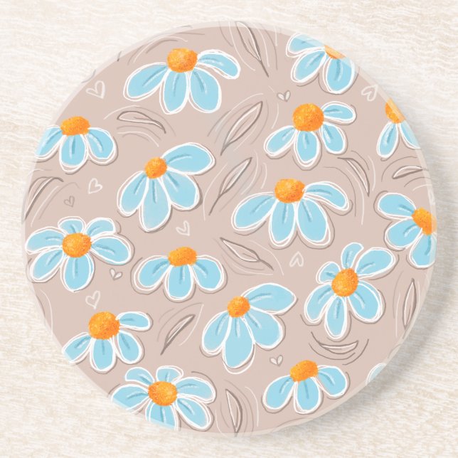 Happy Flowers Sandstone Coaster (Front)