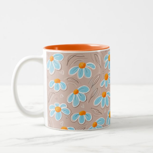 Happy Flowers Two-Tone Coffee Mug (Left)