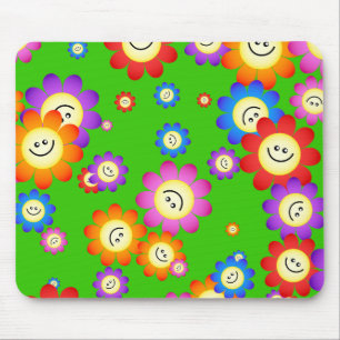 Happy Flowers Wallpaper Mouse Pad