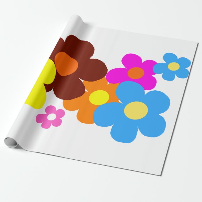 Happy Flowers  Wrapping Paper (Unrolled)