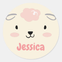Happy Fluffy Pink Baby Sheep Face