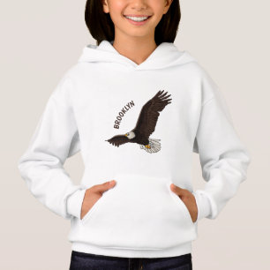 Happy flying bald eagle cartoon illustration