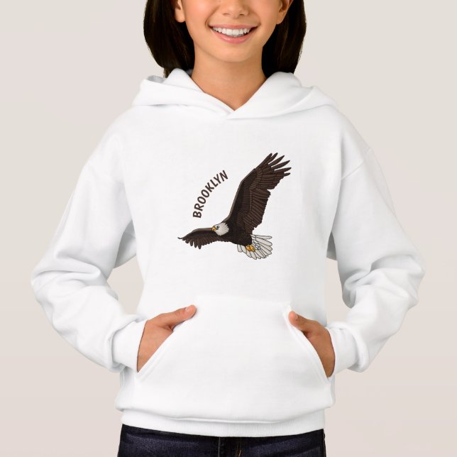 Happy flying bald eagle cartoon illustration (Front)