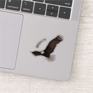 Happy flying bald eagle cartoon illustration