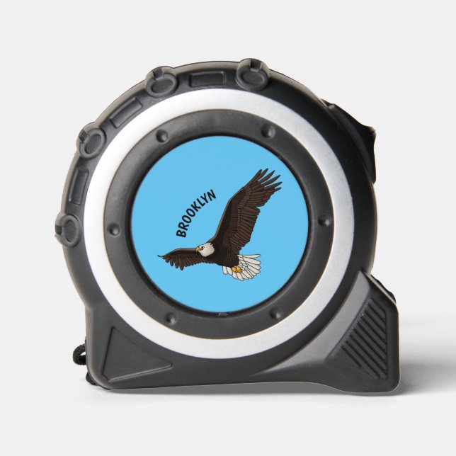 Happy flying bald eagle cartoon illustration  1 (Front)