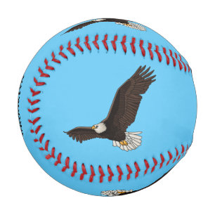 Happy flying bald eagle cartoon illustration baseball