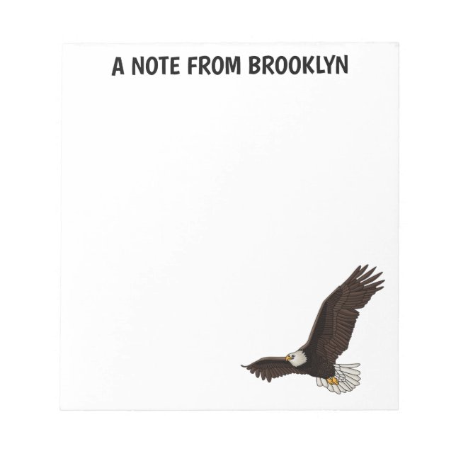 Happy flying bald eagle cartoon illustration notepad (Front)