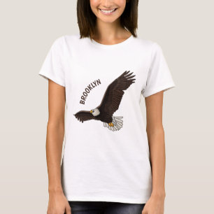 Happy flying bald eagle cartoon illustration T-Shirt