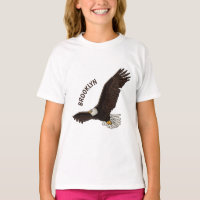Happy flying bald eagle cartoon illustration