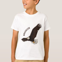 Happy flying bald eagle cartoon illustration