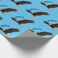 Happy flying bald eagle cartoon illustration