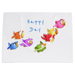 Happy Flying Birds Gift Bag - Custom Text