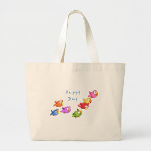 Happy Flying BirdsTote BagSparrows Large Tote Bag