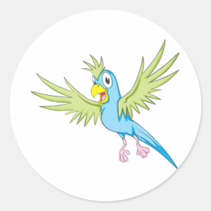 Happy Flying Parrot Classic Round Sticker