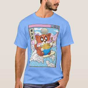 Happy Fo Eating Ramen Surfing Japanese Wave Anime T-Shirt