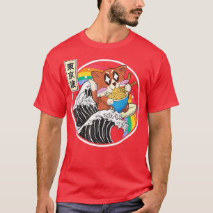 Happy Fo Eating Ramen Surfing Kanagawa Wave Cute K T-Shirt