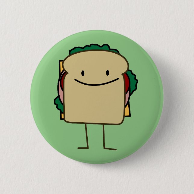 Happy Foods Smiling Sandwich 6 Cm Round Badge (Front)
