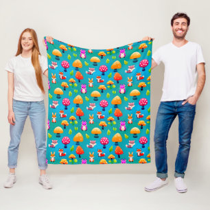 Happy Forest Animals Pattern For Kids Lifestyle Fleece Blanket